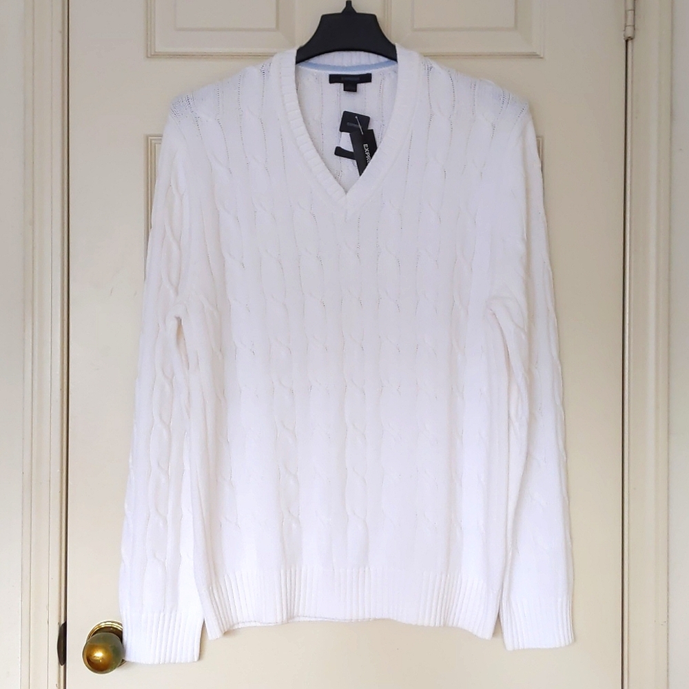 NWT. Express Men's cotton sweater with stripe patterns.
